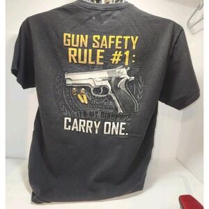 Buck Wear Tee Shirt - Gun Safety Rule‎ #1  Carry One - Size L Black short sleeve